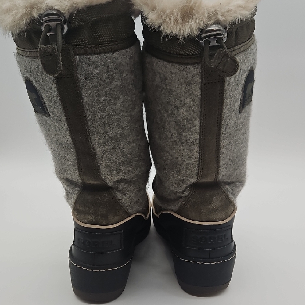 Sorel Women's Tall Olive Winter Boots with Faux Fur Trim - Picture 9 of 15
